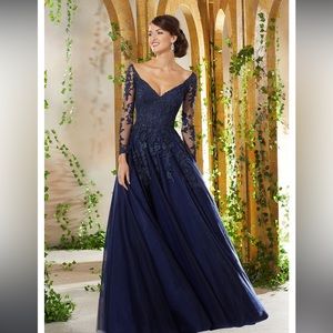 Mori Lee MGNY ballgown beaded applique gown evening 71935